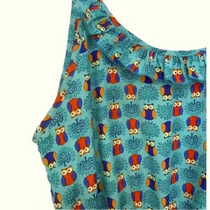 Max C cute summer dress in an owl pattern, adjustable straps, elastic waist band